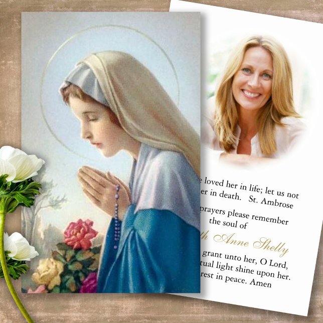 Visite Perte funéraire Marie prier Cartes de sympathie (catholic, religious, celebration of life, in loving memory of, prayer cards for bereavement)