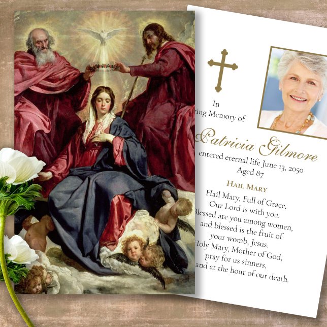 Visite Perte funéraire Mary Coronation Prière Cartes de s (catholic, religious, celebration of life, in loving memory of, prayer cards for bereavement)