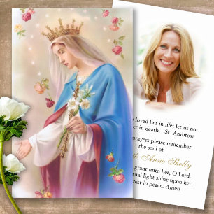 Visite Perte funéraire Mary Rosaries Prière Cartes de sym