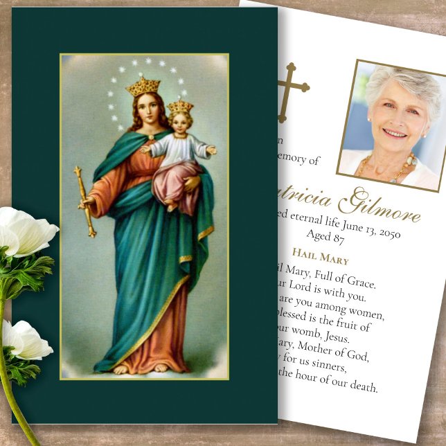 Visite Perte funéraire Notre Dame Prière Cartes de Sympat (Forever in our hearts, celebration of life, in loving memory of, prayer cards for bereavement)