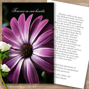 Visite Perte funéraire Purple Daisy Prière Cartes de Symp