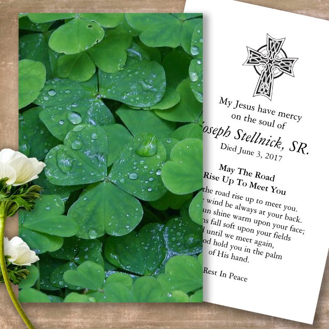 Visite Perte funéraire Shamrock prière Cartes de sympathi (catholic, religious, celebration of life, in loving memory of, prayer cards for bereavement)