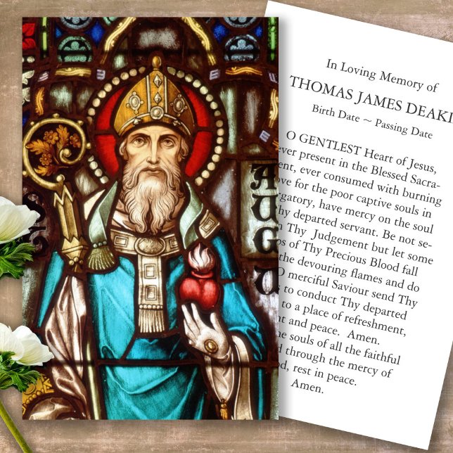 Visite Perte funéraire St Augustine Prayer Cartes de Symp (catholic, religious, celebration of life, in loving memory of, prayer cards for bereavement)