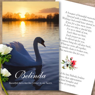 Visite Perte funéraire Sunset Swan Prière Cartes de sympa