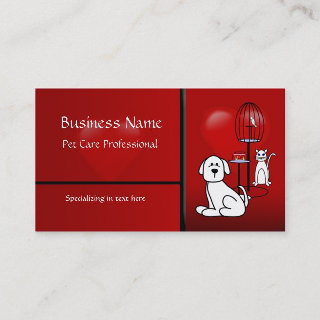 Visite Pet Sitter Boarding Business Hearts Carte de visit (Devant)
