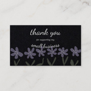 Visite Petit carte de remerciements noir et fleurs