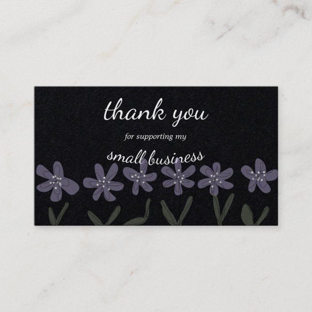 Visite Petit carte de remerciements noir et fleurs (Devant)