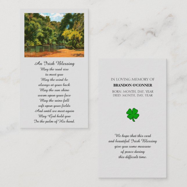 Visite Photo Carte de prière commémorative Sympathy (Devant / Derrière)