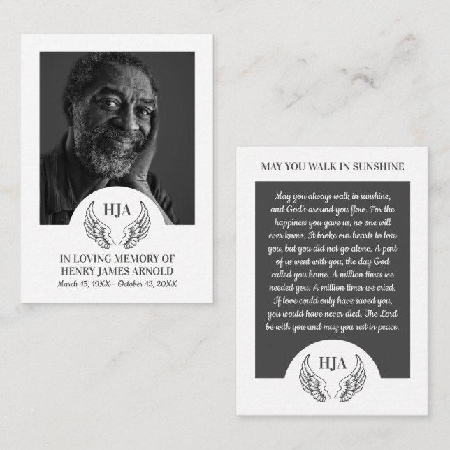 Visite Photo Élégante, Anges, Carte de prière (Devant / Derrière)