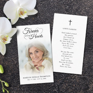 Visite Photo funéraire Forever Hearts Carte de prière cro
