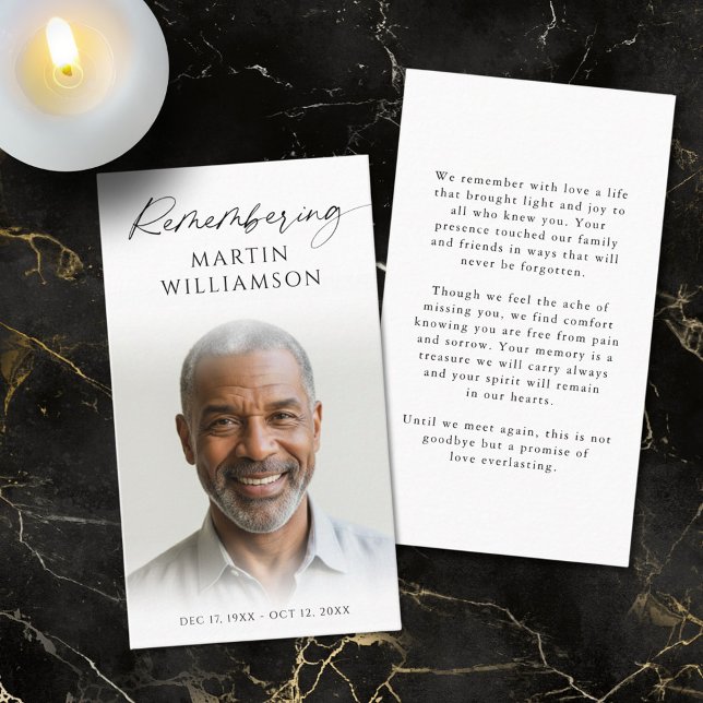 Visite Photo funéraire Se souvenir du nom Carte de prière (Créateur téléchargé)