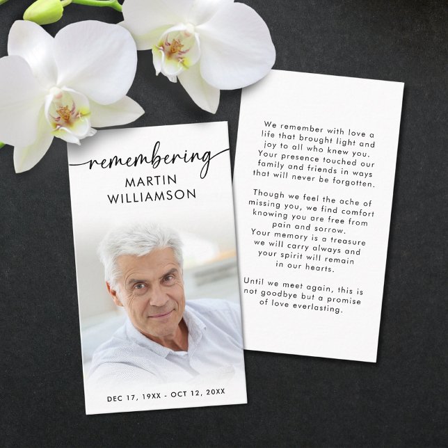 Visite Photo funéraire simple en souvenir du nom Carte de (Créateur téléchargé)