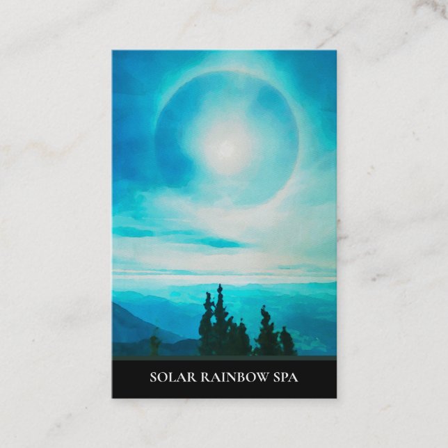Visite *~* Pines Mountains Rainbow Sun Blue Carte de visi (Devant)