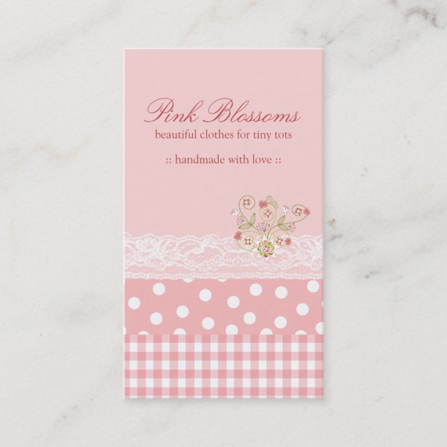 Visite Pink Baby Blossoms Vérifie Dots Dentelle Carte de  (Devant)