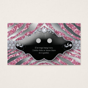 Visite Porte Cartes de Visage Bijoux Zebra Sparkle rose