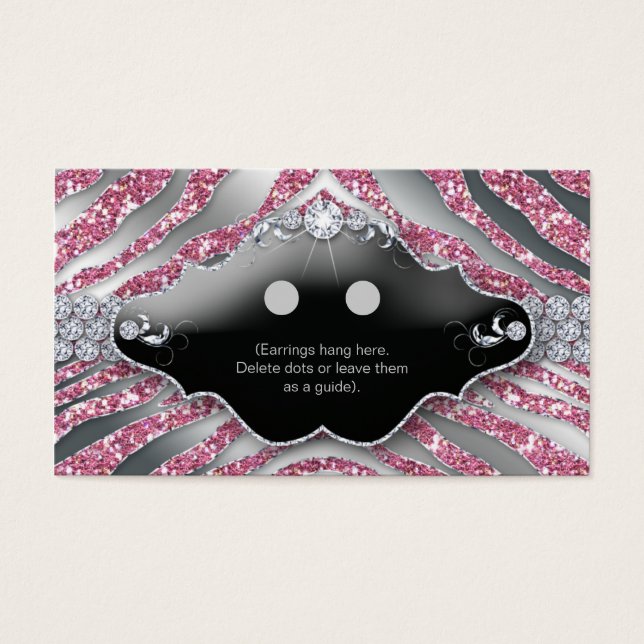 Visite Porte Cartes de Visage Bijoux Zebra Sparkle rose (Devant)