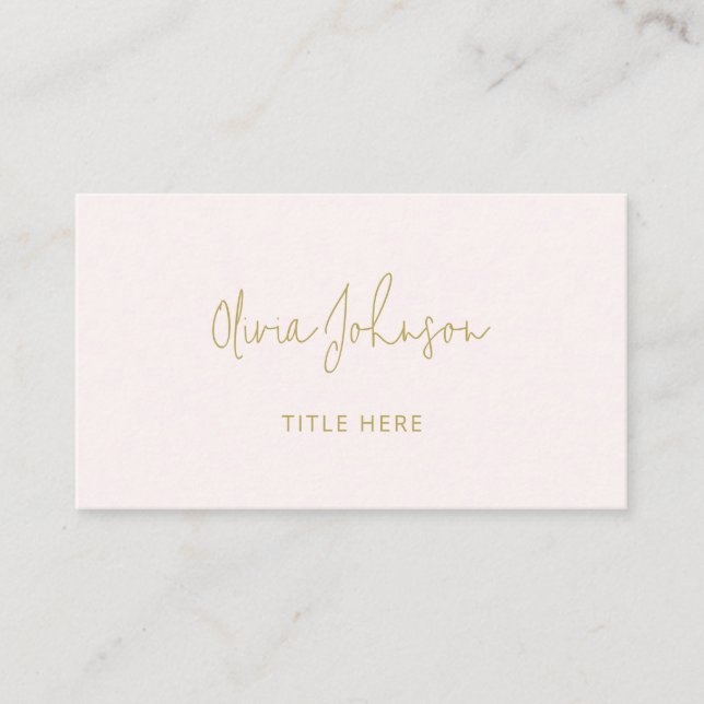 Visite Professionnel moderne Gold Blush Pink Carte de vis (Devant)