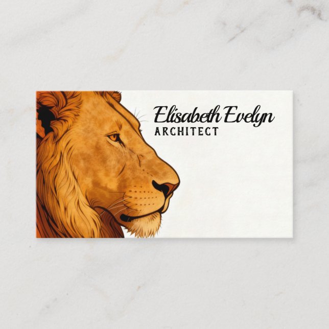 Visite Profil de Lion Élégant – Conception de Carte de Vi (Devant)