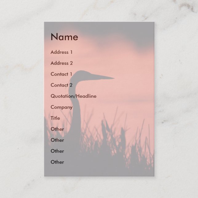 Visite profil ou carte de visite, héron (Devant)