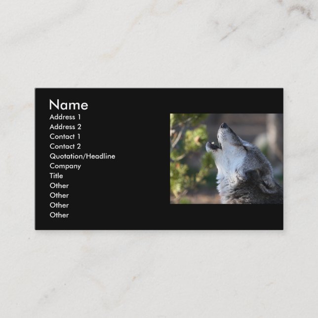 Visite profil ou carte de visite, loup (Devant)