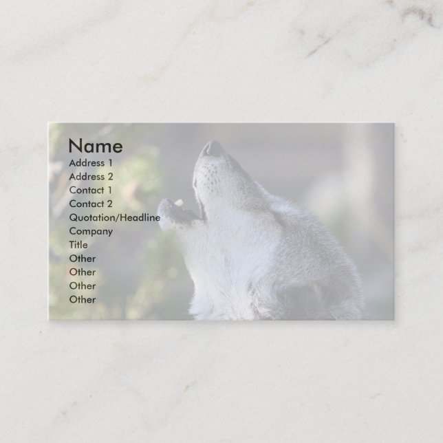 Visite profil ou carte de visite, loup (Devant)