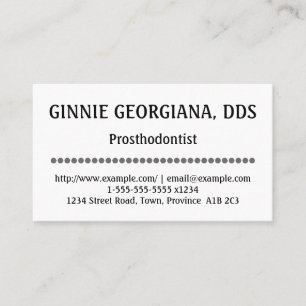 Visite Prosthodontiste propre et professionnel Carte de v