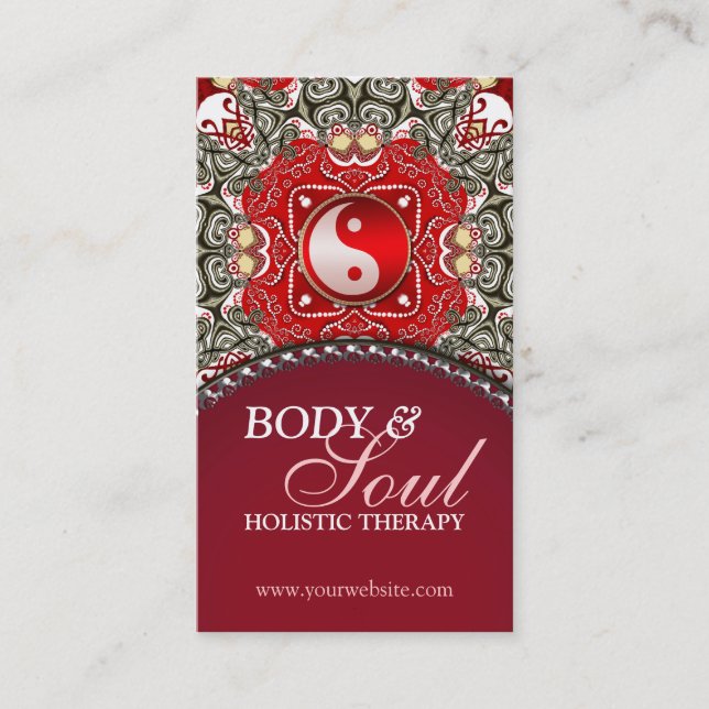 Visite Red Eastern Batik Nouvel âge Yin Yang Carte de vis (Devant)
