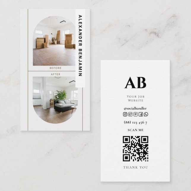 Visite Rénovations de cuisine Photo QR Code Carte de visi (Devant / Derrière)