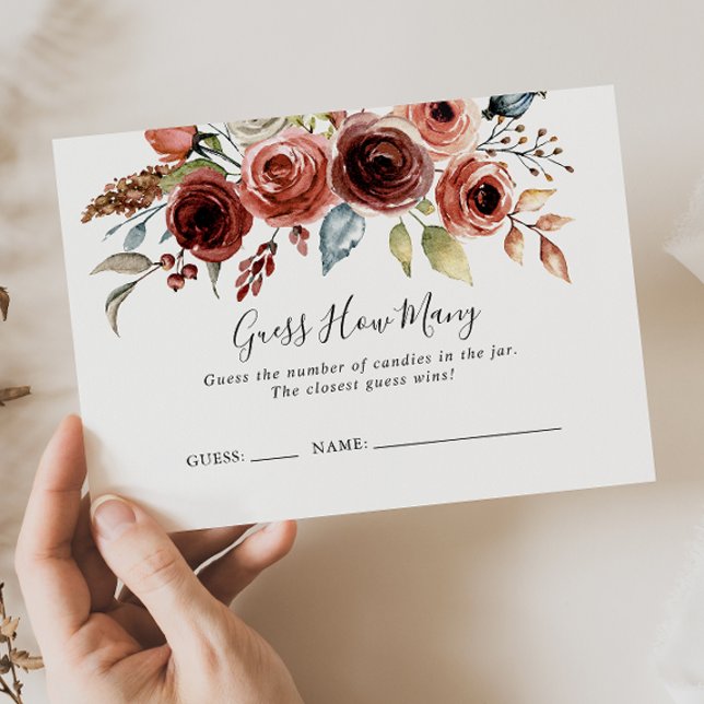 Visite Ressort Élégant Floral Devinez Combien De Carte De (Créateur téléchargé)