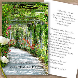 Visite Rose funéraire Chemin Memorial Prayer Cartes de sy