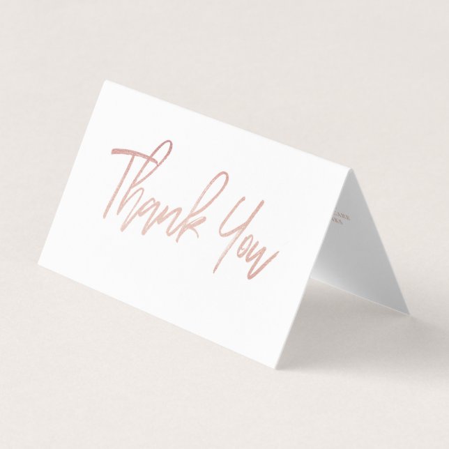 Visite Rose Gold Foil Script Logo Carte de remerciements  (Devant)