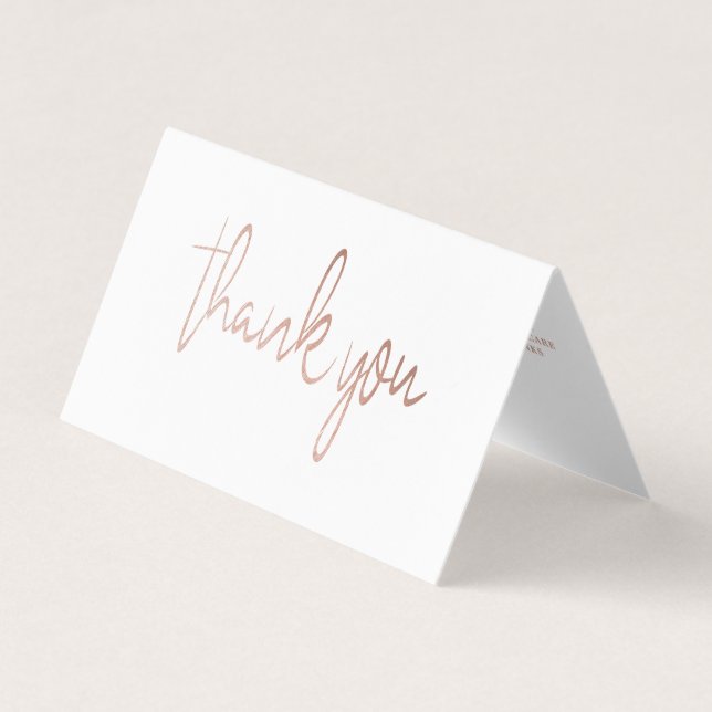 Visite Rose Gold Foil Script Logo Carte de remerciements  (Devant)