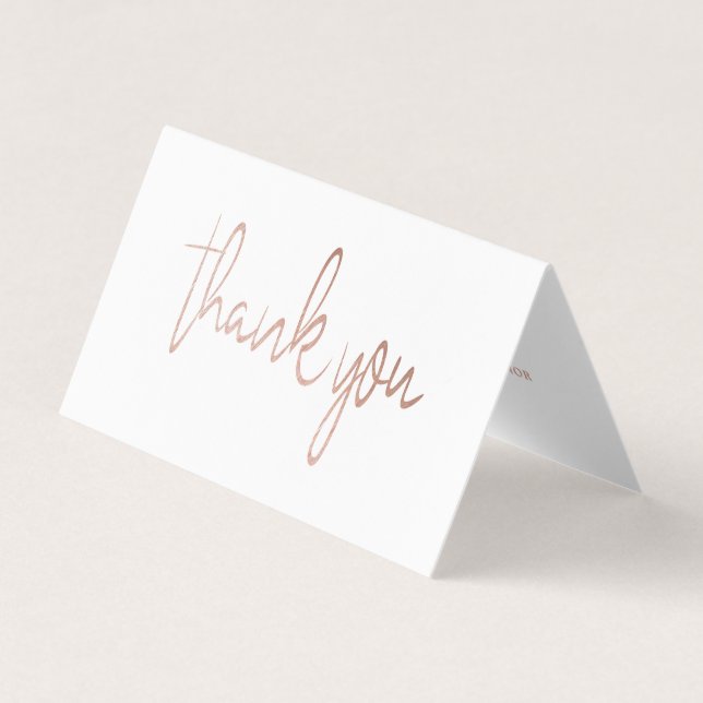Visite Rose Gold Foil Script Mariage photo Carte de remer (Devant)