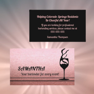 Visite Rose Gold Parties scintillant Bartender Carte de v