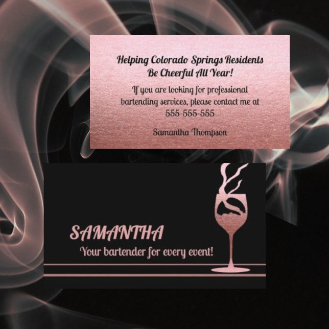 Visite Rose Gold Parties scintillant Bartender Carte de v (Créateur téléchargé)