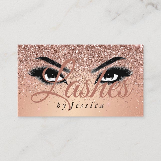 Visite Rose Parties scintillant or -Look Lashes Carte de  (Devant)