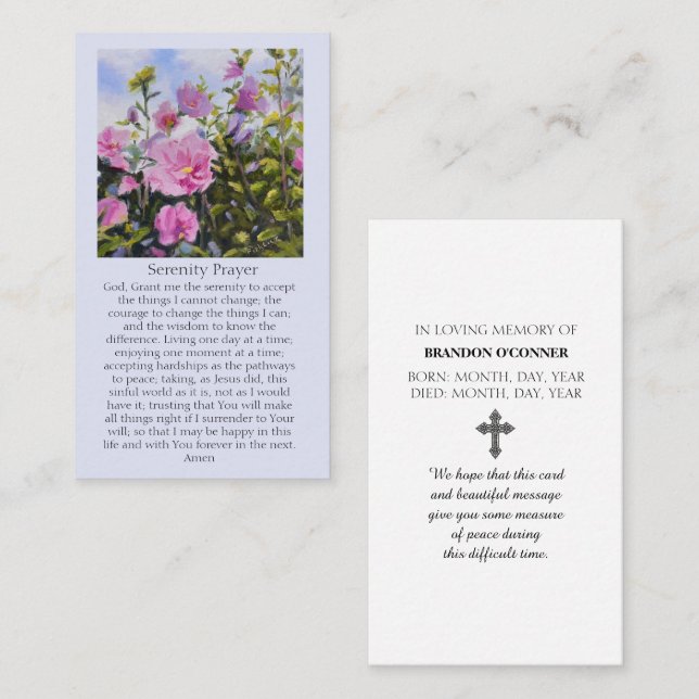 Visite Rose pourpre de la carte de sympathie Sharon Bloss (Devant / Derrière)