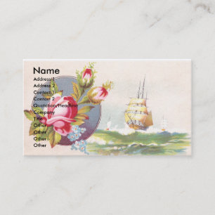 Visite Roses roses et carte commerciale victorienne de