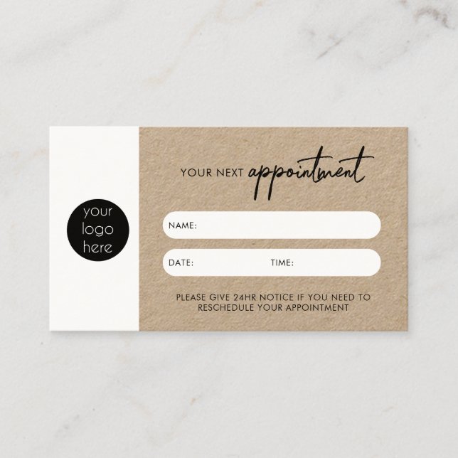 Visite Rustic Kraft Business Carte de rendez-vous suivant (Devant)