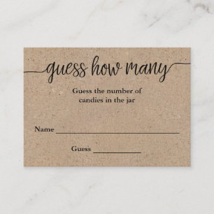 Visite Rustic Kraft Script Devine Combien De Carte De Jeu