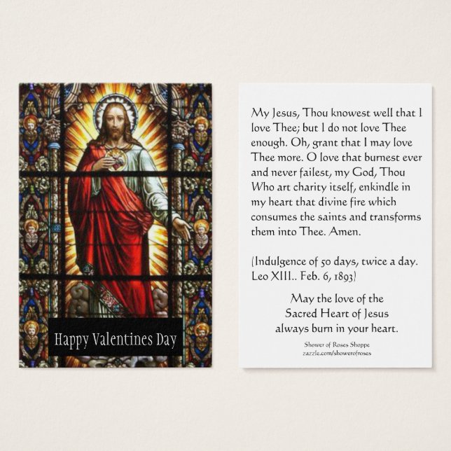 Visite Saint-Valentin Cartes Sacré-Coeur de Jésus (Devant & derrière)