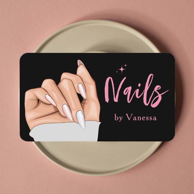 Visite Salon de l'artiste du clou rose noir Code Qr Carte (Créateur téléchargé)