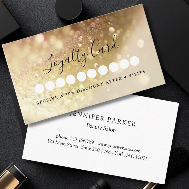 Visite Salon de Parties scintillant moderne et carte de f (Modern Glitter Salon & Spa Loyalty Card)