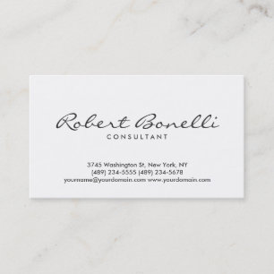Visite Script Blanc Plain Moderne Consultant Carte de vis