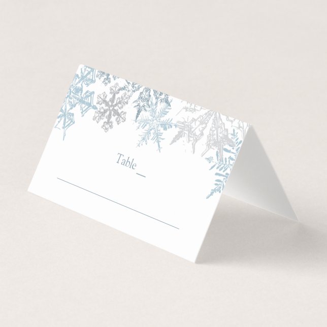 Visite Silver Blue Snowflakes Carte de lieu de mariage hi (Devant)