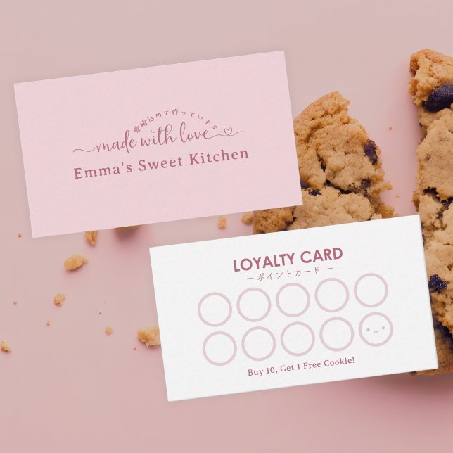 Visite Simple Carte de Fidélité Rose Pâle 'Fait avec Amou (Créateur téléchargé)