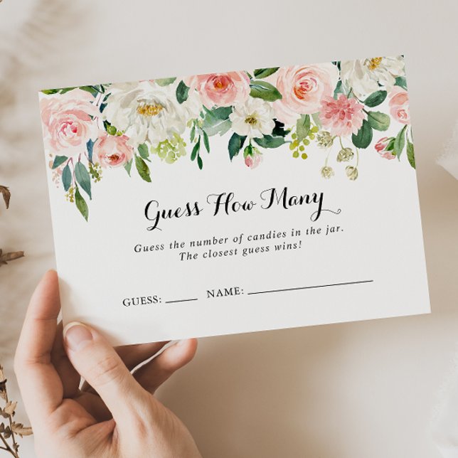 Visite Simple Floral Green Devinez Combien De Carte De Je (Créateur téléchargé)