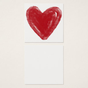 Visite Simple, rouge, Aquarelle Coeur 12 Cartes de notes