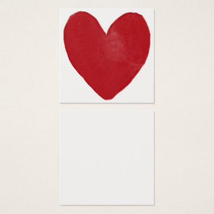 Visite Simple, rouge, Aquarelle Coeur 13 Cartes de Notes