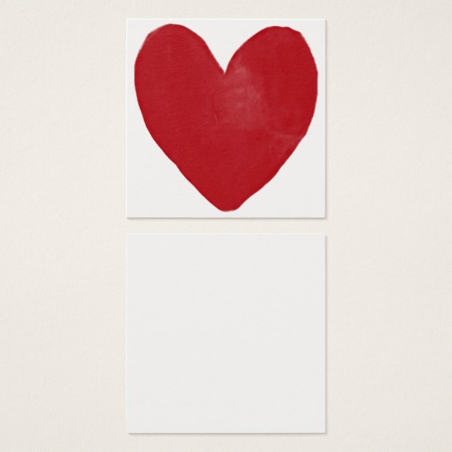 Visite Simple, rouge, Aquarelle Coeur 13 Cartes de Notes (Devant & derrière)